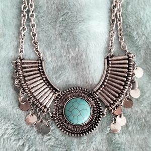 Burnished Silver & Turquoise Stone Set